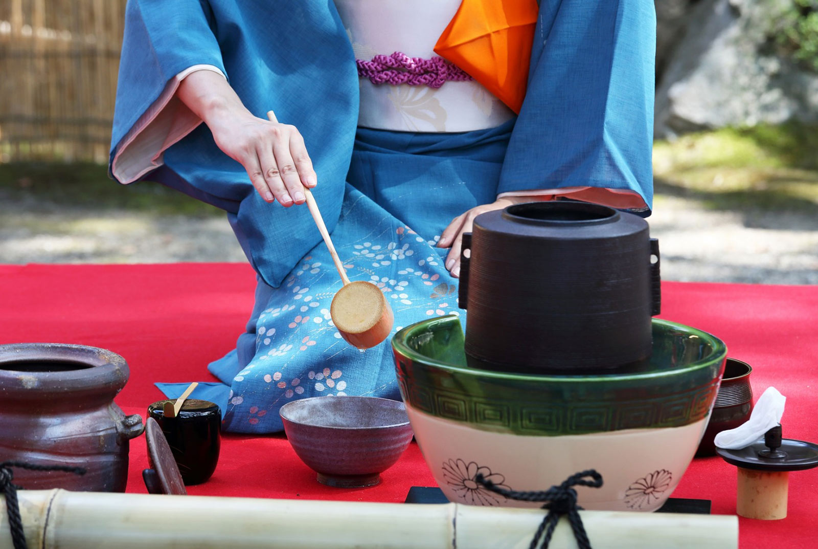 Japanese tea ceremony with kimono